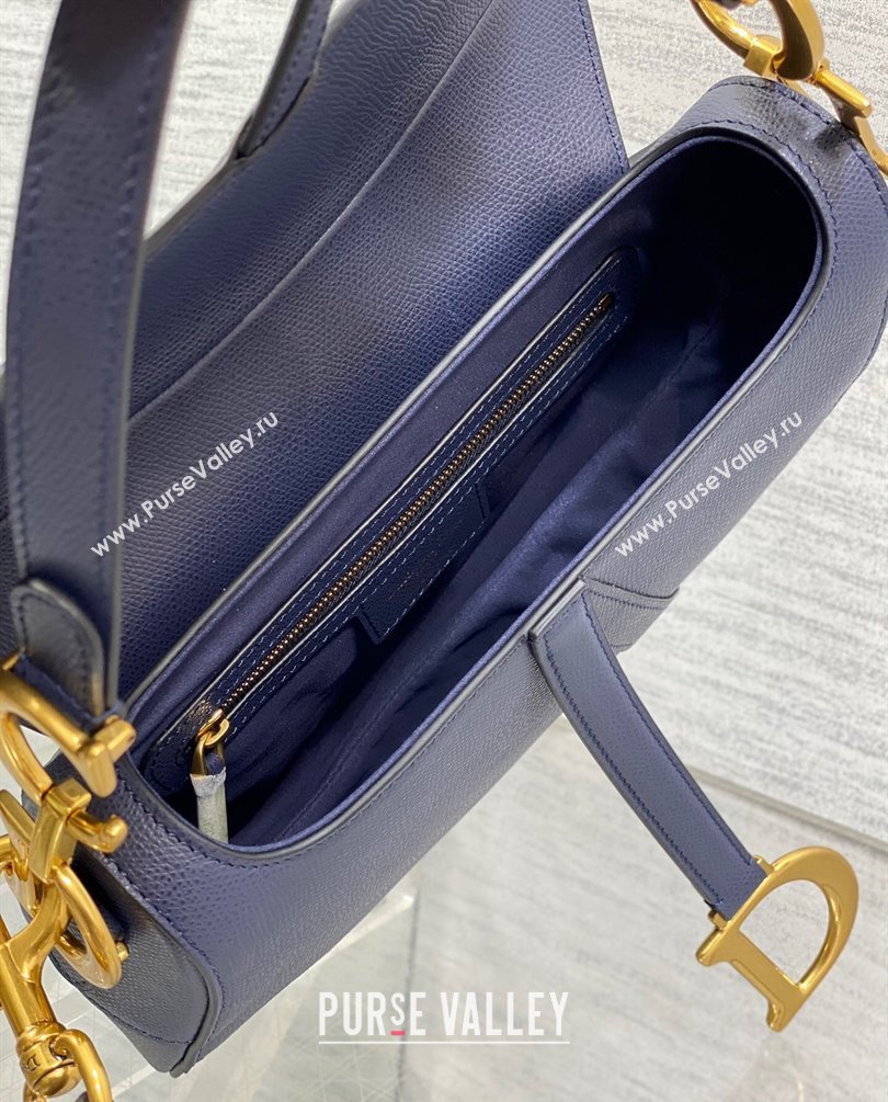 Dior Saddle Bag with Strap in Grained Calfskin Navy Blue 2023 (bonika-23100706)