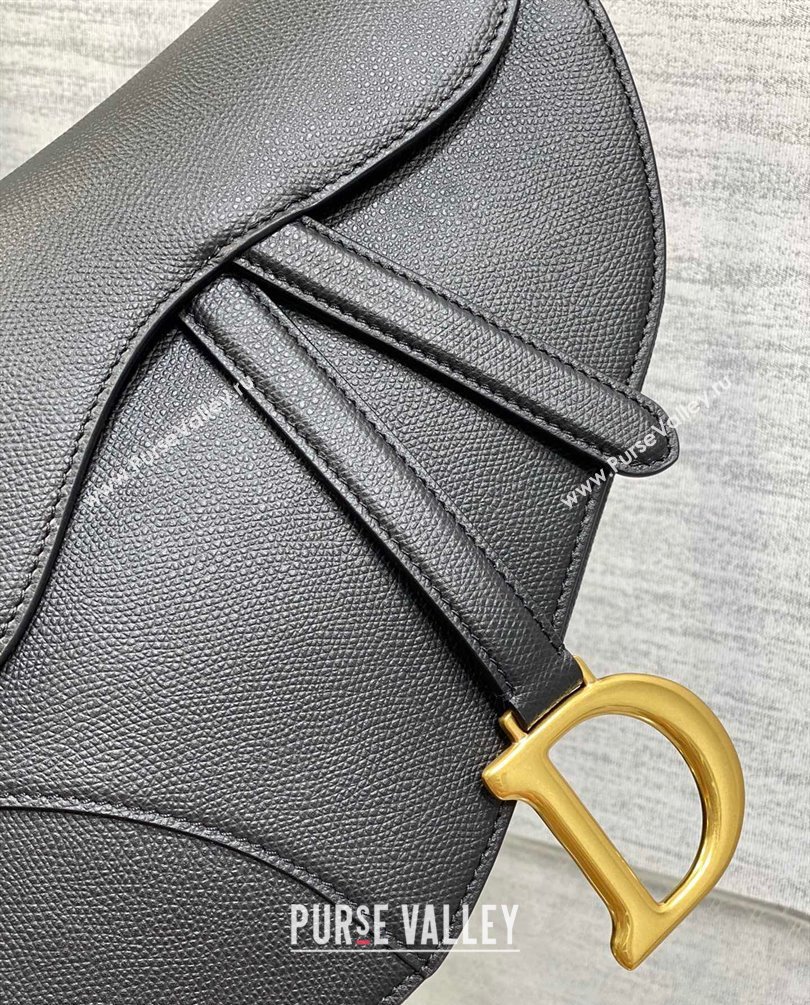 Dior Saddle Bag with Strap in Grained Calfskin Black 2023 (bonika-23100704)