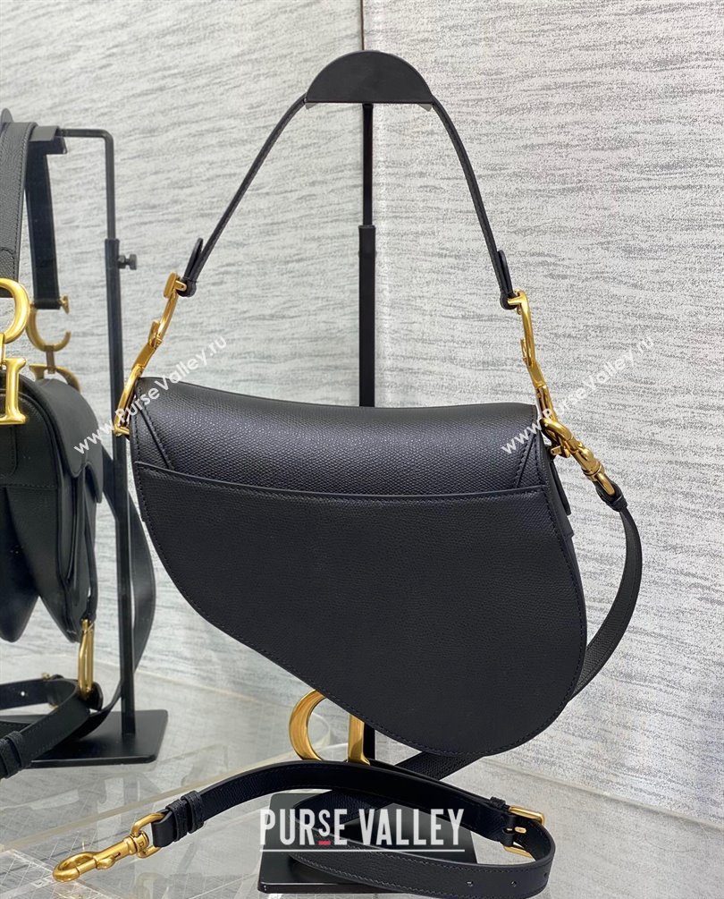 Dior Saddle Bag with Strap in Grained Calfskin Black 2023 (bonika-23100704)
