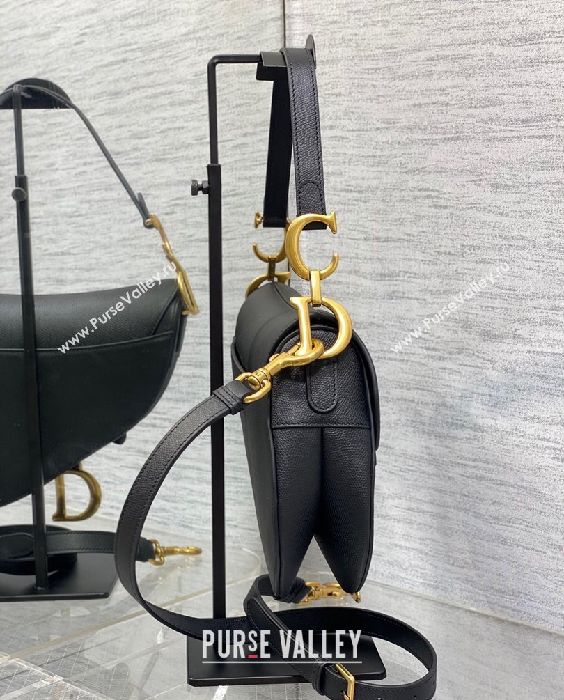 Dior Saddle Bag with Strap in Grained Calfskin Black 2023 (bonika-23100704)