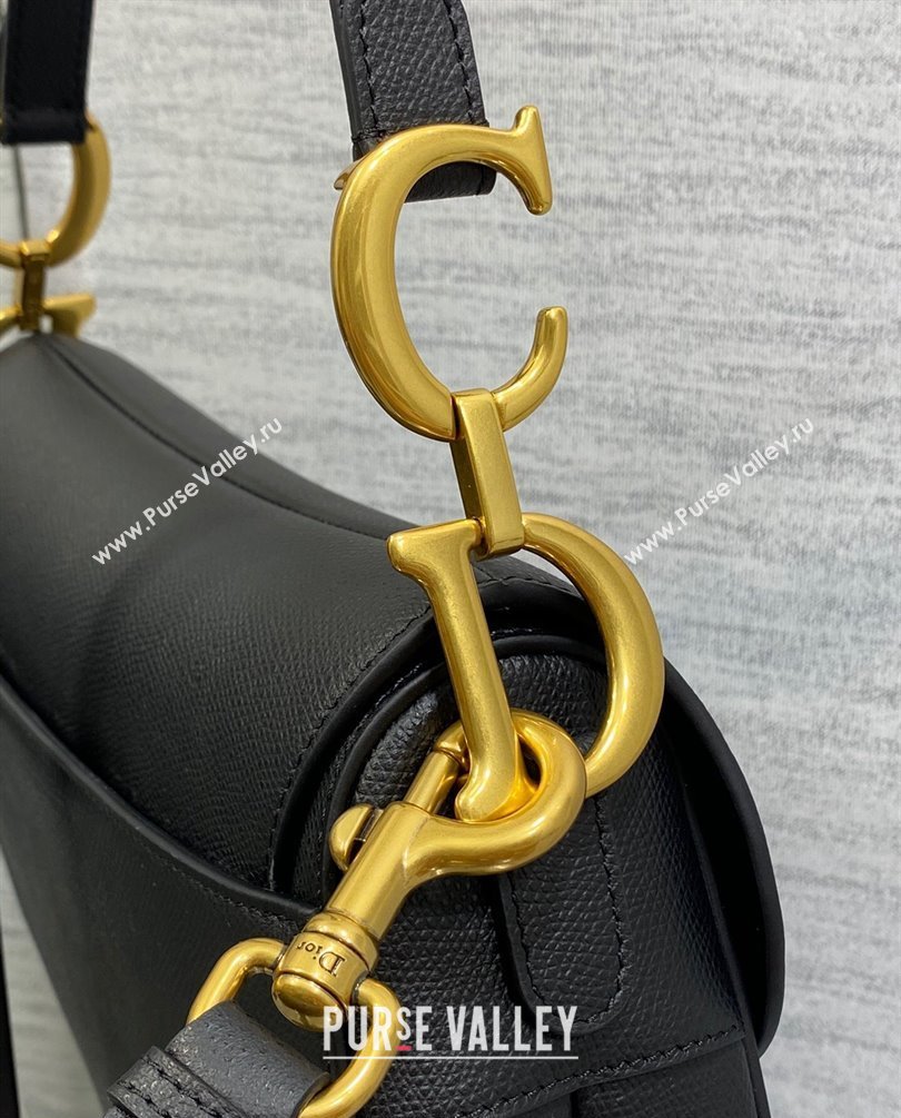 Dior Saddle Bag with Strap in Grained Calfskin Black 2023 (bonika-23100704)