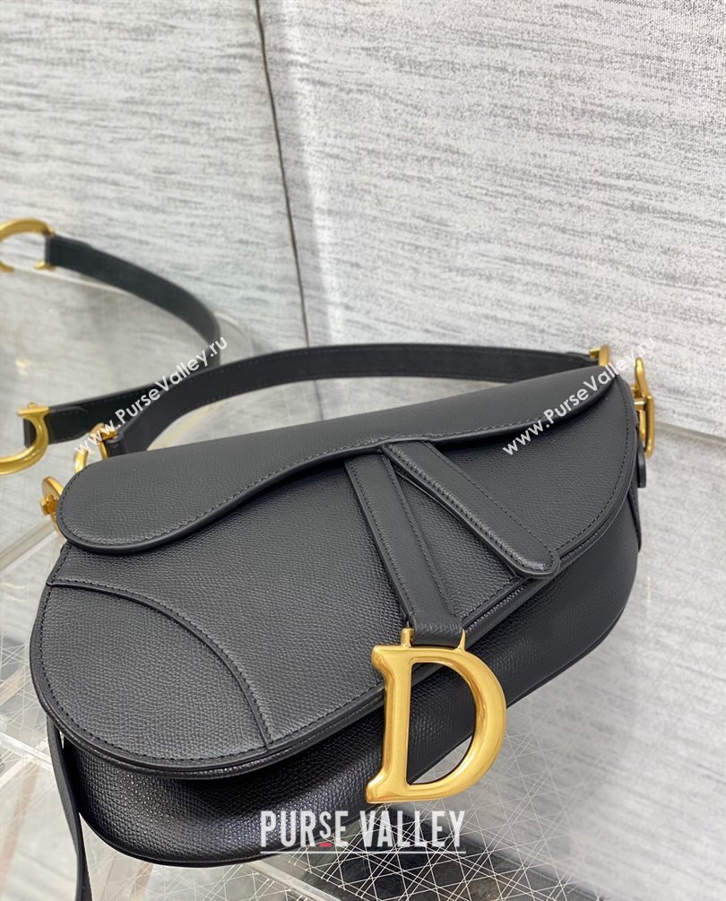 Dior Saddle Bag with Strap in Grained Calfskin Black 2023 (bonika-23100704)