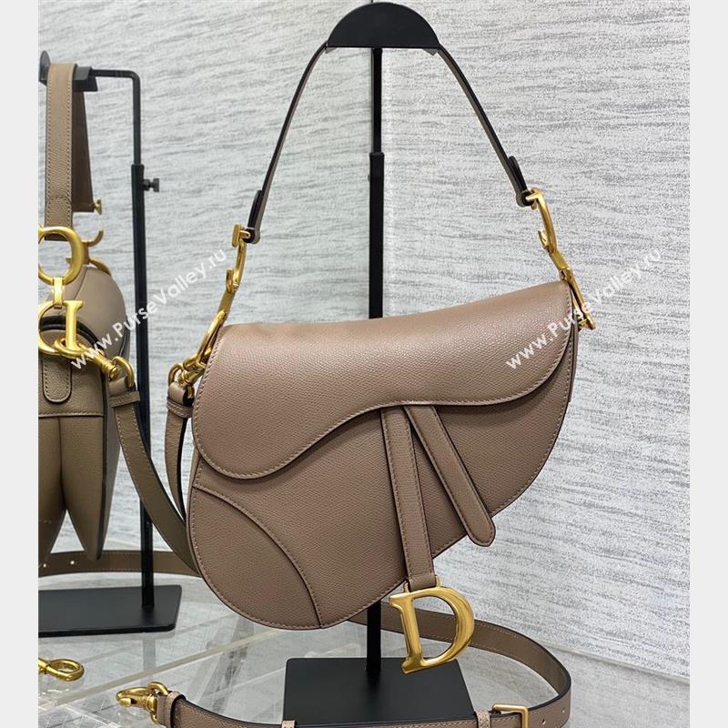 Dior Saddle Bag with Strap in Grained Calfskin Nude 2023 (bonika-23100710)