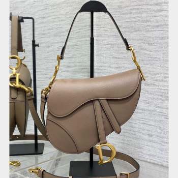 Dior Saddle Bag with Strap in Grained Calfskin Nude 2023 (bonika-23100710)