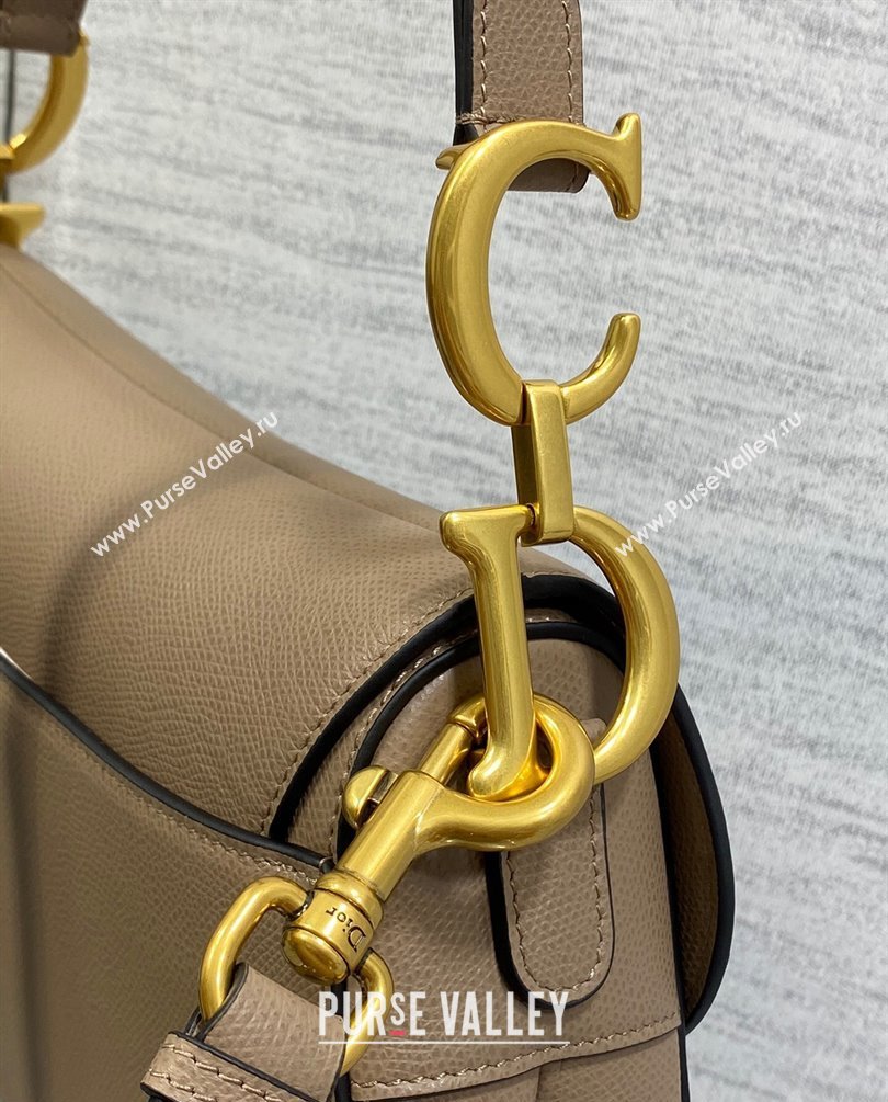 Dior Saddle Bag with Strap in Grained Calfskin Nude 2023 (bonika-23100710)