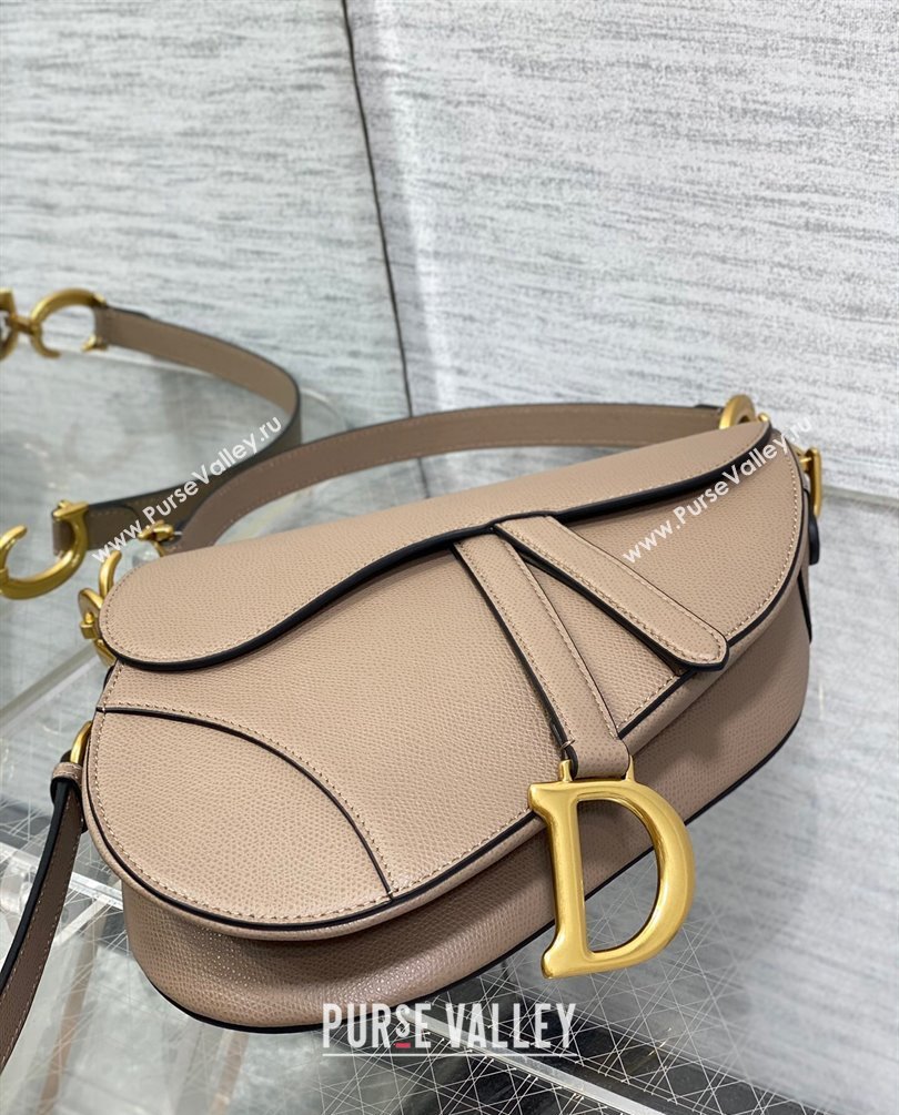 Dior Saddle Bag with Strap in Grained Calfskin Nude 2023 (bonika-23100710)