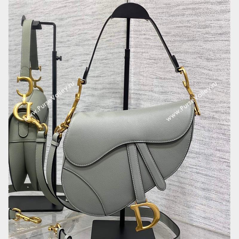 Dior Saddle Bag with Strap in Grained Calfskin Olive Green 2023 (bonika-23100709)