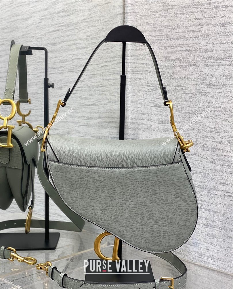Dior Saddle Bag with Strap in Grained Calfskin Olive Green 2023 (bonika-23100709)