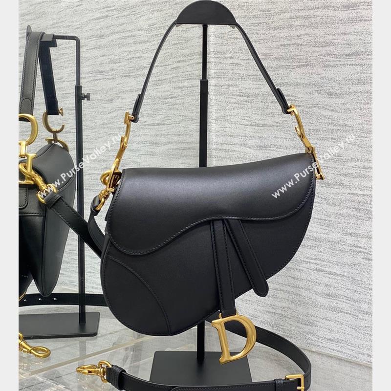 Dior Saddle Bag with Strap in Black Smooth Calfskin 2023 (bonika-23100703)