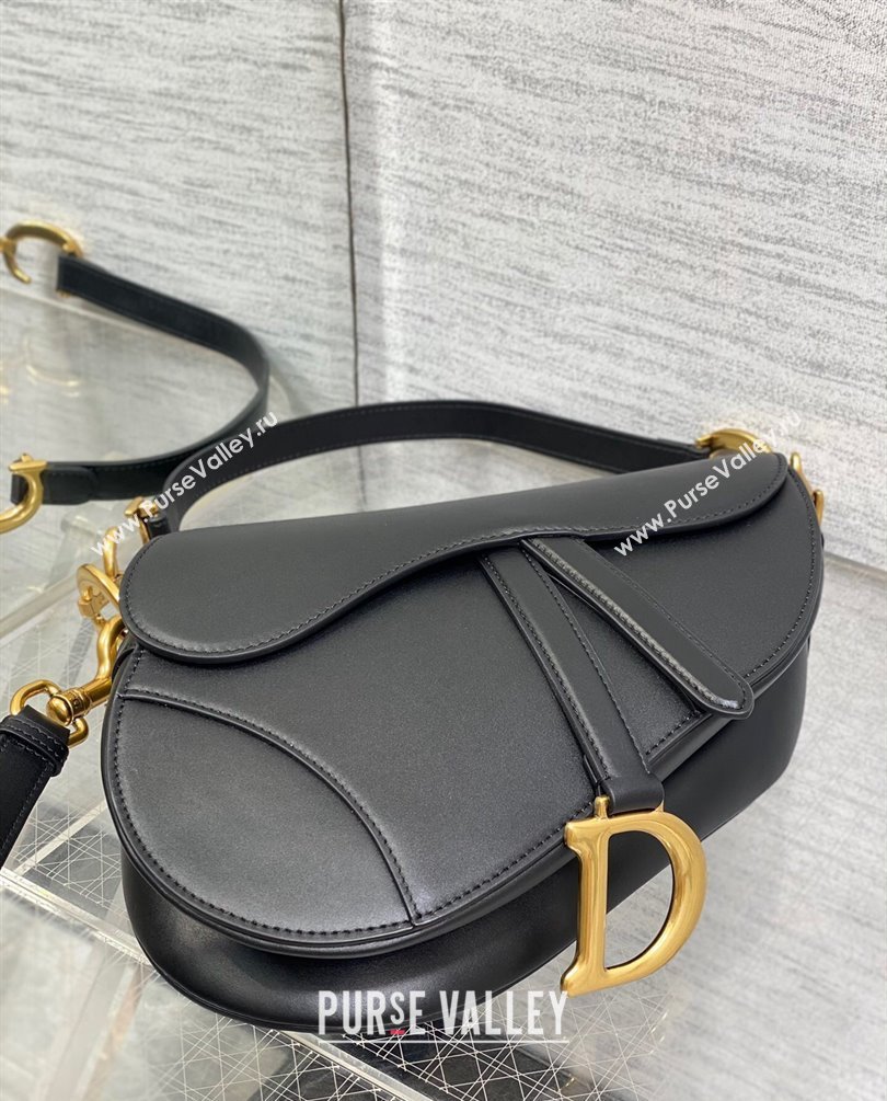 Dior Saddle Bag with Strap in Black Smooth Calfskin 2023 (bonika-23100703)