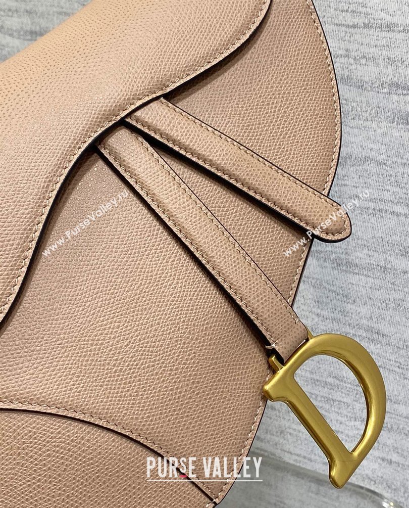 Dior Saddle Bag with Strap in Grained Calfskin Nude Pink 2023 (bonika-23100711)