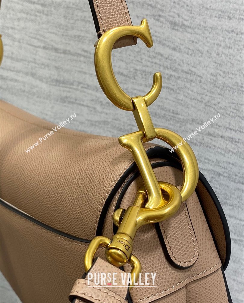 Dior Saddle Bag with Strap in Grained Calfskin Nude Pink 2023 (bonika-23100711)