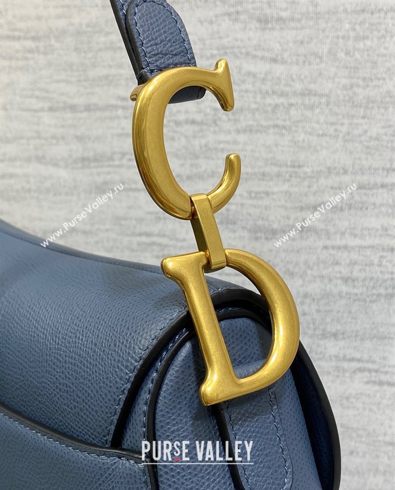 Dior Saddle Bag with Strap in Grained Calfskin Blue 2023 (bonika-23100713)