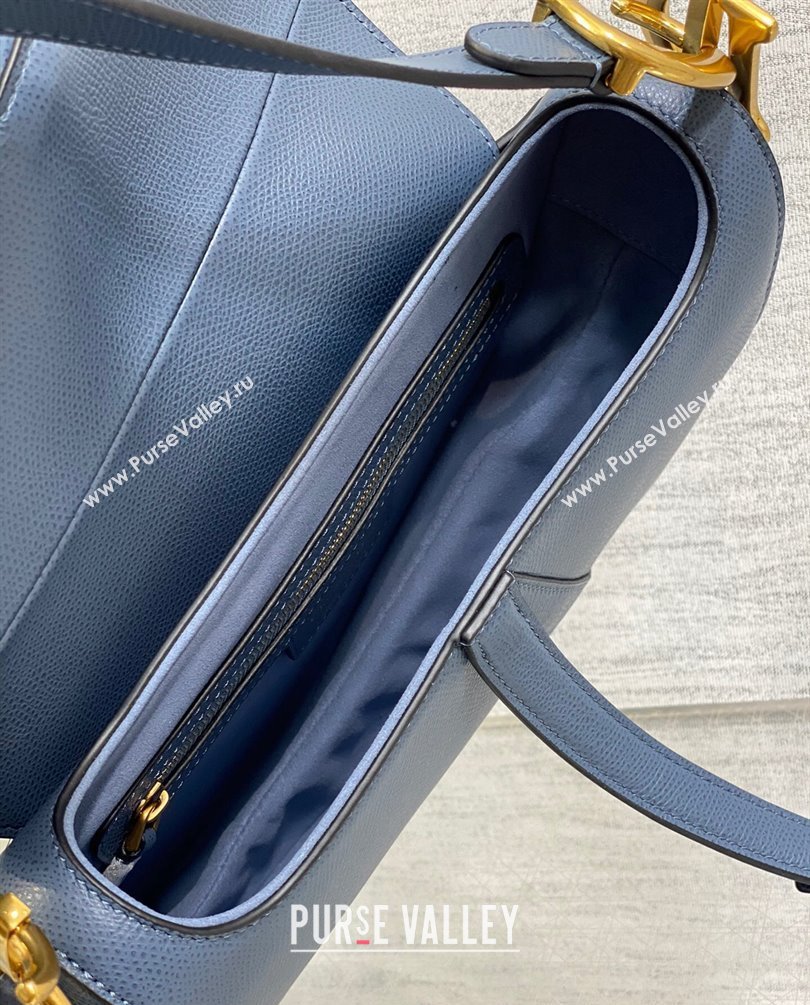 Dior Saddle Bag with Strap in Grained Calfskin Blue 2023 (bonika-23100713)