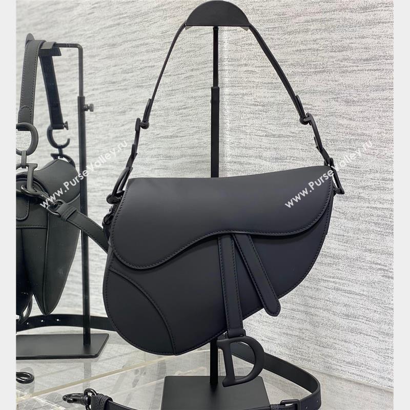 Dior Saddle Bag with Strap in Black Ultramatte Calfskin 2023 (bonika-23100702)