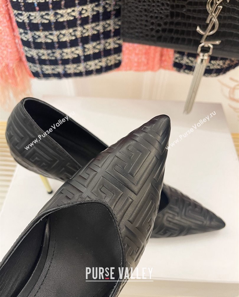 Balmain Heel 10.5cm Ruby stilettos Pumps Calfskin Black with monogram 2023 (kaola-23100723)