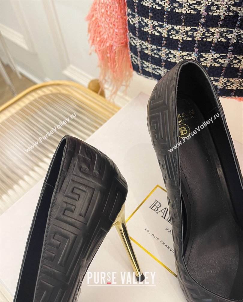 Balmain Heel 10.5cm Ruby stilettos Pumps Calfskin Black with monogram 2023 (kaola-23100723)