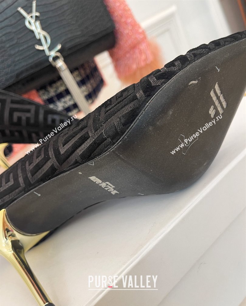 Balmain Heel 10.5cm Ruby stilettos Pumps Suede Black with monogram 2023 (kaola-23100724)