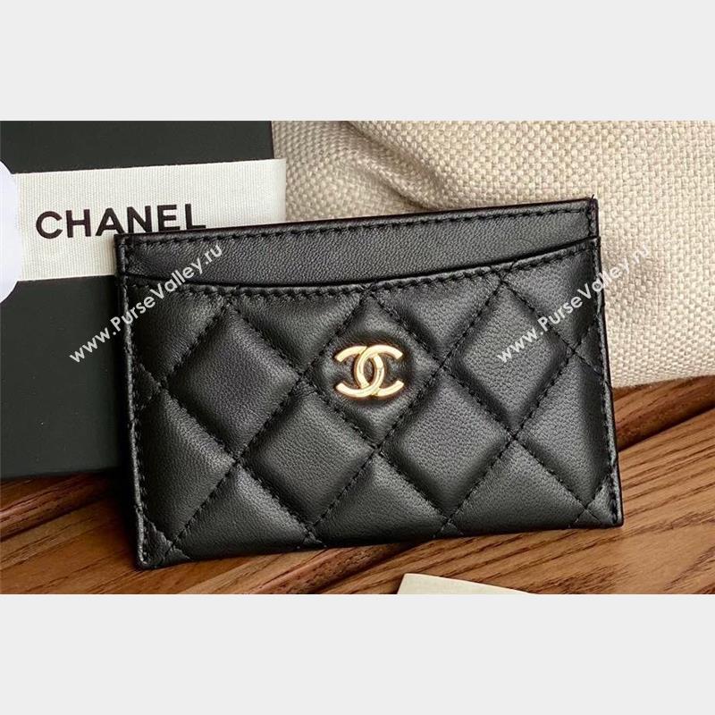 Chanel Classic Card Holder AP0213 in Lambskin Black/Gold (keke-23101123)