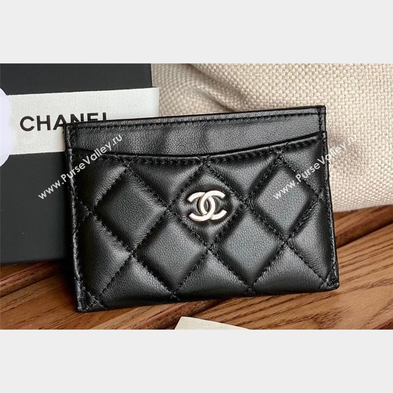 Chanel Classic Card Holder AP0213 in Lambskin Black/Silver (keke-23101124)