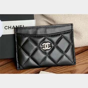 Chanel Classic Card Holder AP0213 in Lambskin Black/Silver (keke-23101124)