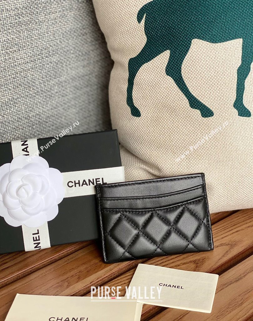 Chanel Classic Card Holder AP0213 in Lambskin Black/Silver (keke-23101124)