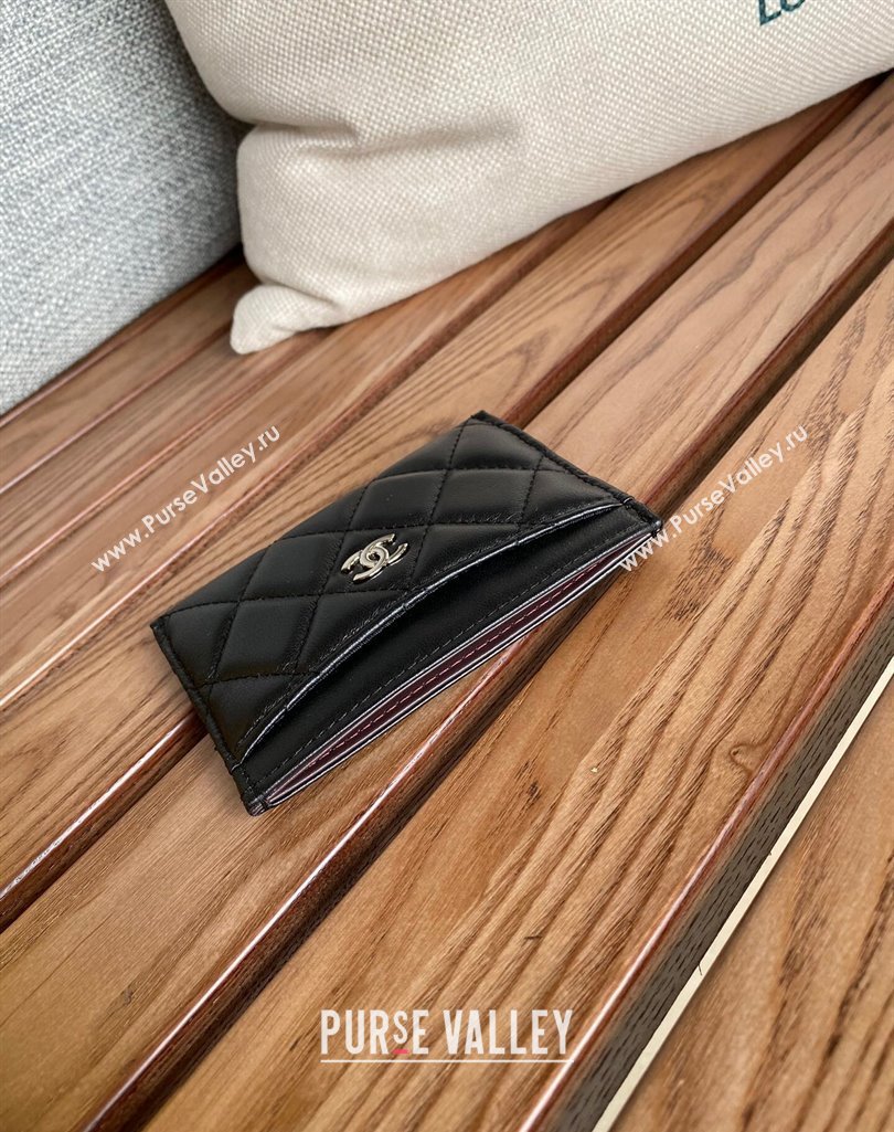Chanel Classic Card Holder AP0213 in Lambskin Black/Silver (keke-23101124)