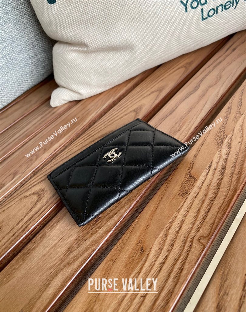 Chanel Classic Card Holder AP0213 in Lambskin Black/Silver (keke-23101124)