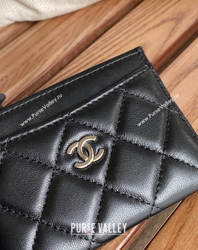 Chanel Classic Card Holder AP0213 in Lambskin Black/Silver (keke-23101124)