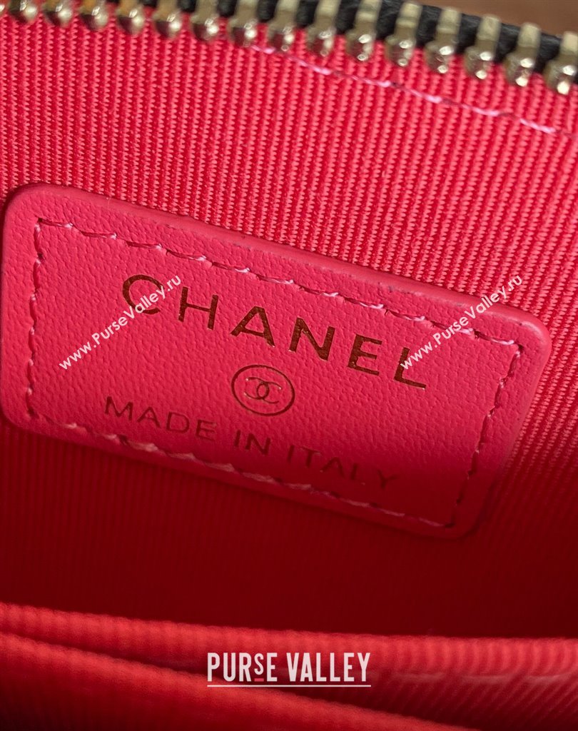 Chanel Gold-Tone Cutout CC Logo Zip Card Holder AP3185 in Grained Calfskin Black (keke-23101155)
