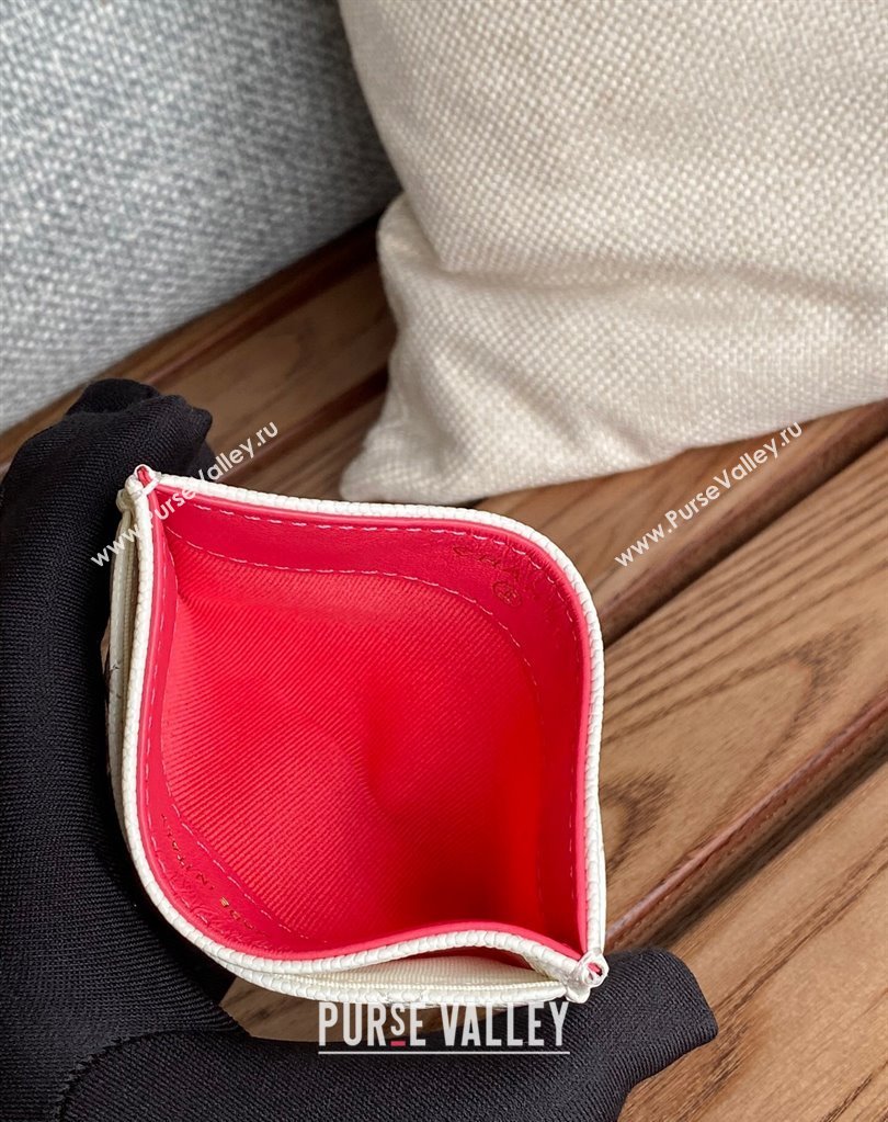 Chanel Gold-Tone Cutout CC Logo Card Holder AP3188 in Grained Calfskin White (keke-23101160)