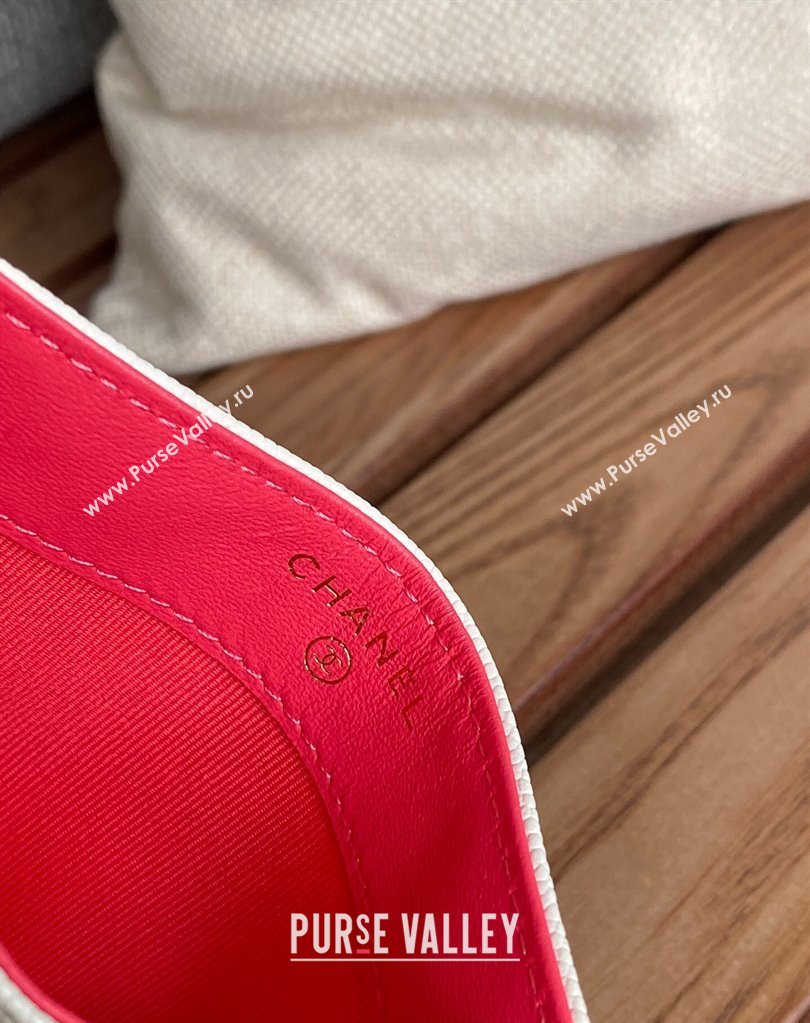 Chanel Gold-Tone Cutout CC Logo Card Holder AP3188 in Grained Calfskin White (keke-23101160)