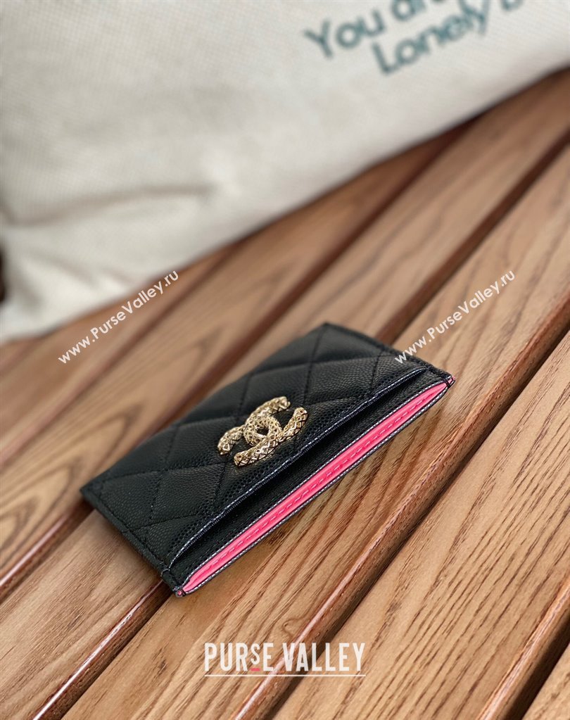 Chanel Gold-Tone Cutout CC Logo Card Holder AP3188 in Grained Calfskin Black (keke-23101159)