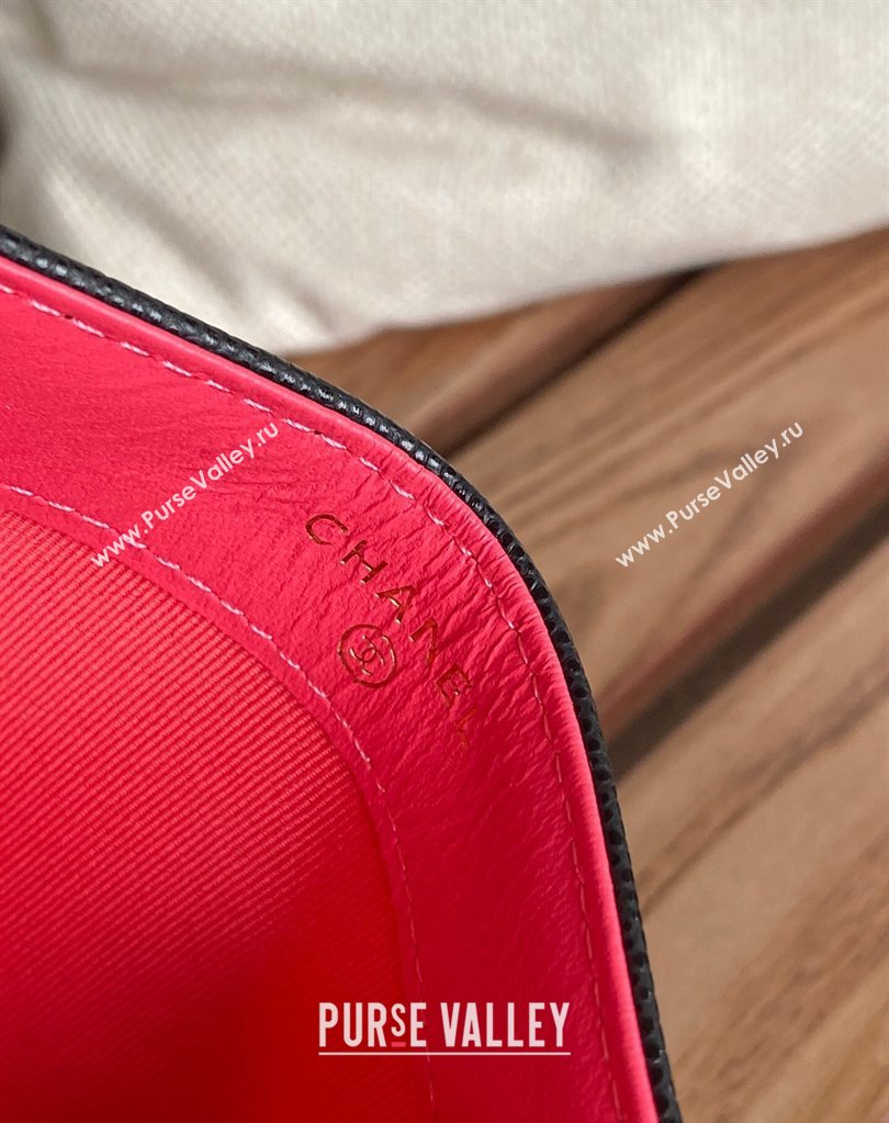 Chanel Gold-Tone Cutout CC Logo Card Holder AP3188 in Grained Calfskin Black (keke-23101159)