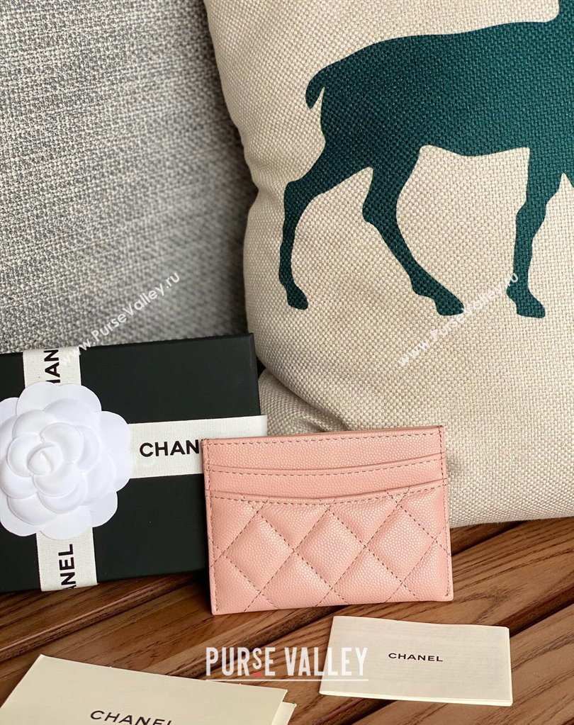 Chanel Classic Card Holder AP0213 in Grained Calfskin Pink (keke-23101119)