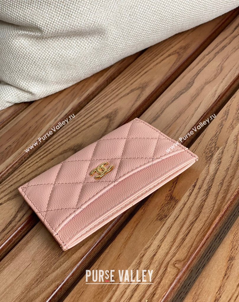 Chanel Classic Card Holder AP0213 in Grained Calfskin Pink (keke-23101119)