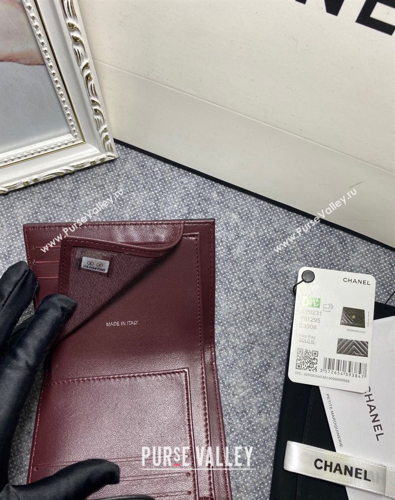 Chanel Classic Small Flap Wallet AP0231 in Lambskin Chevron Black/Silver (keke-23101002)