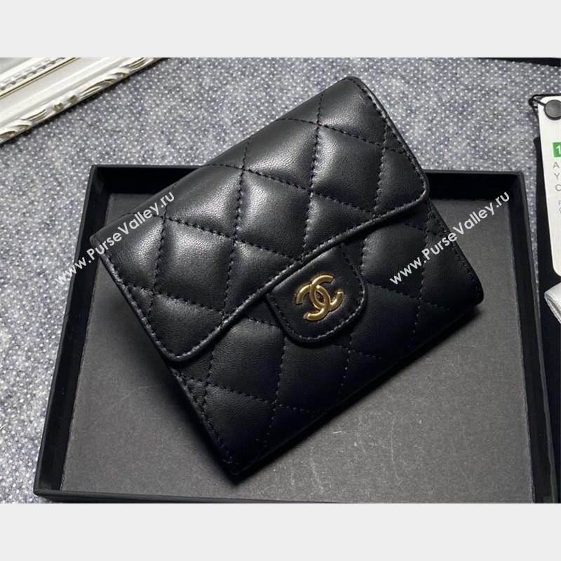 Chanel Classic Small Flap Wallet AP0231 in Lambskin Black/Gold (keke-23101003)