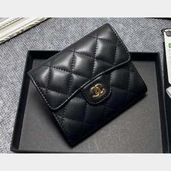 Chanel Classic Small Flap Wallet AP0231 in Lambskin Black/Gold (keke-23101003)