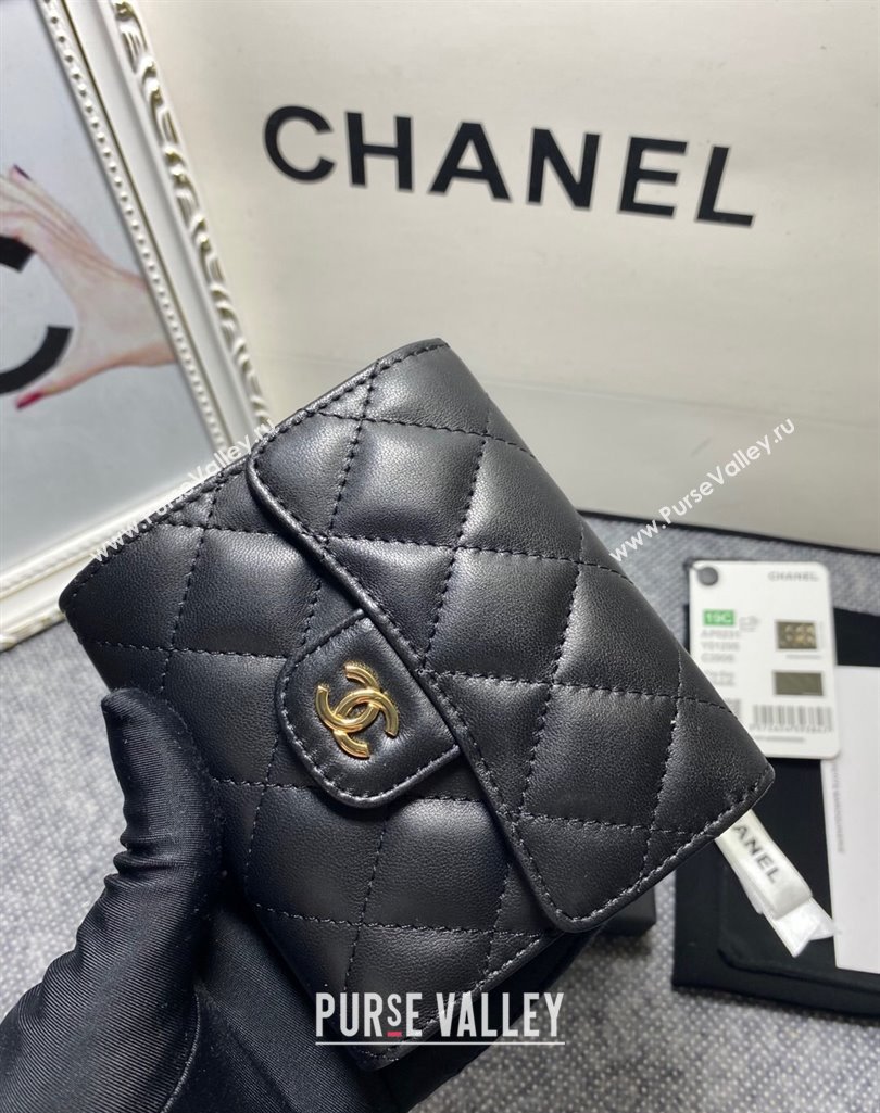 Chanel Classic Small Flap Wallet AP0231 in Lambskin Black/Gold (keke-23101003)