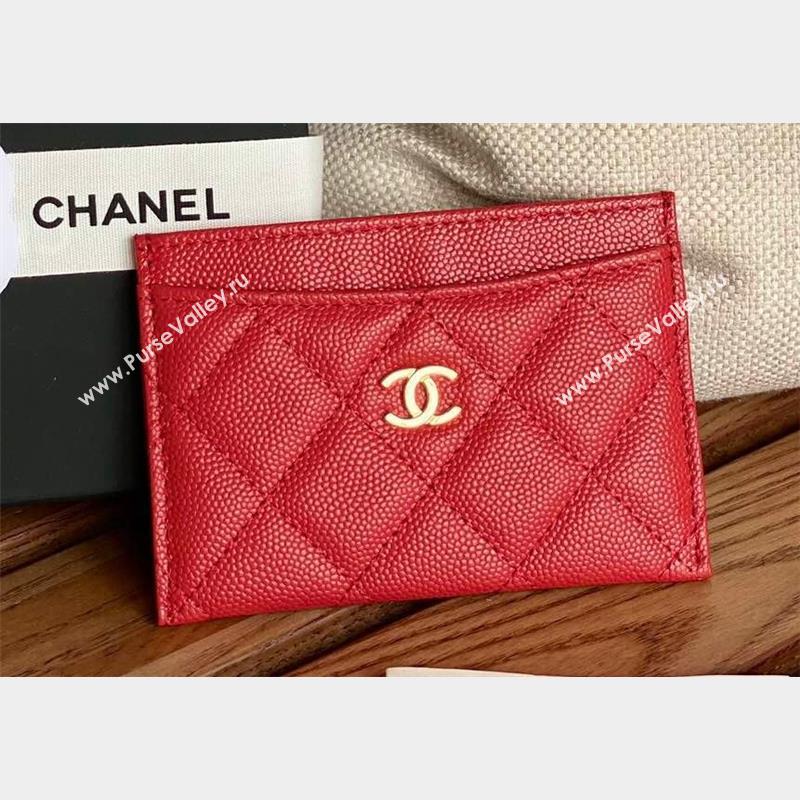 Chanel Classic Card Holder AP0213 in Grained Calfskin Red (keke-23101117)