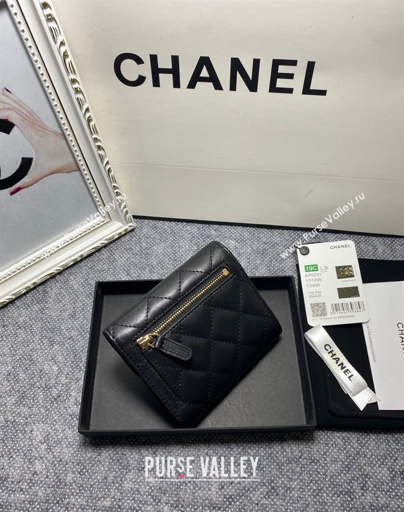 Chanel Classic Small Flap Wallet AP0231 in Lambskin Black/Gold (keke-23101003)