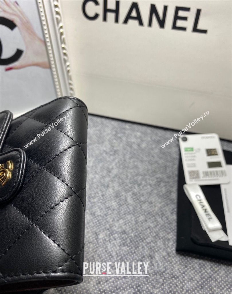 Chanel Classic Small Flap Wallet AP0231 in Lambskin Black/Gold (keke-23101003)