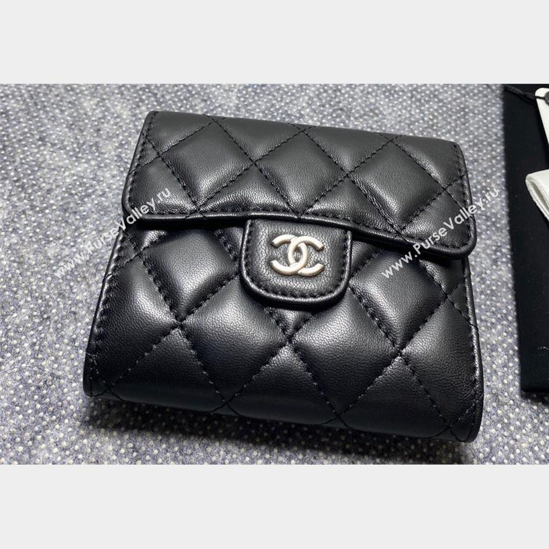 Chanel Classic Small Flap Wallet AP0231 in Lambskin Black/Silver (keke-23101004)
