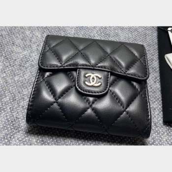 Chanel Classic Small Flap Wallet AP0231 in Lambskin Black/Silver (keke-23101004)