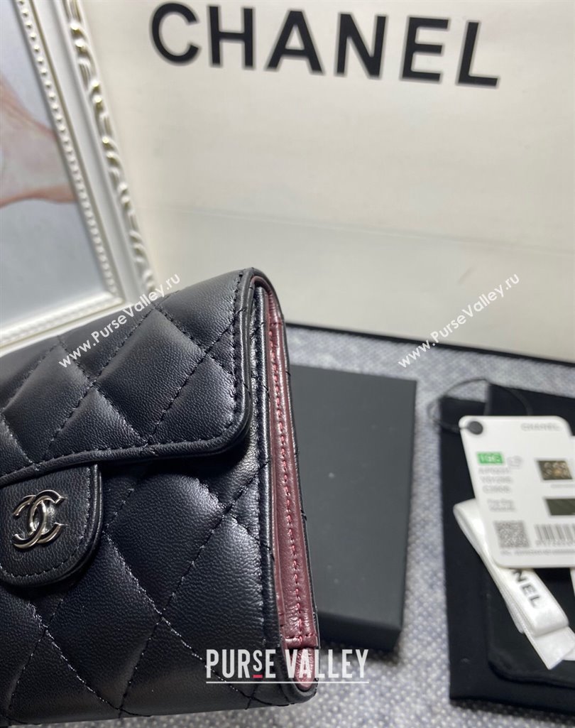 Chanel Classic Small Flap Wallet AP0231 in Lambskin Black/Silver (keke-23101004)