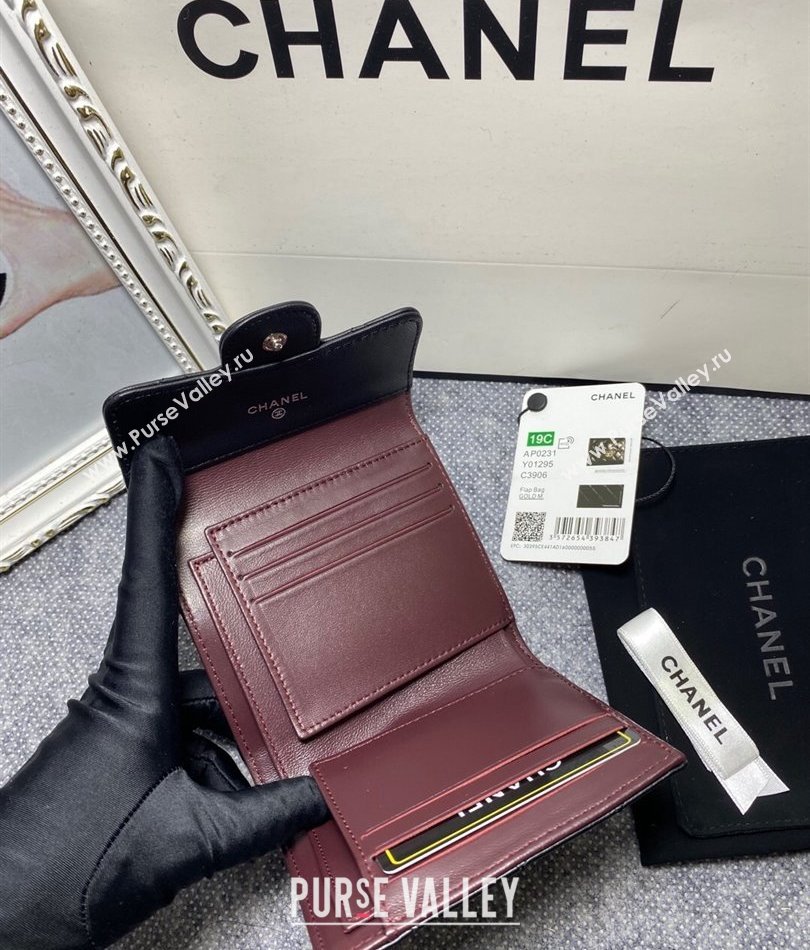 Chanel Classic Small Flap Wallet AP0231 in Lambskin Black/Silver (keke-23101004)