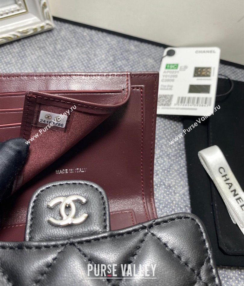 Chanel Classic Small Flap Wallet AP0231 in Lambskin Black/Silver (keke-23101004)