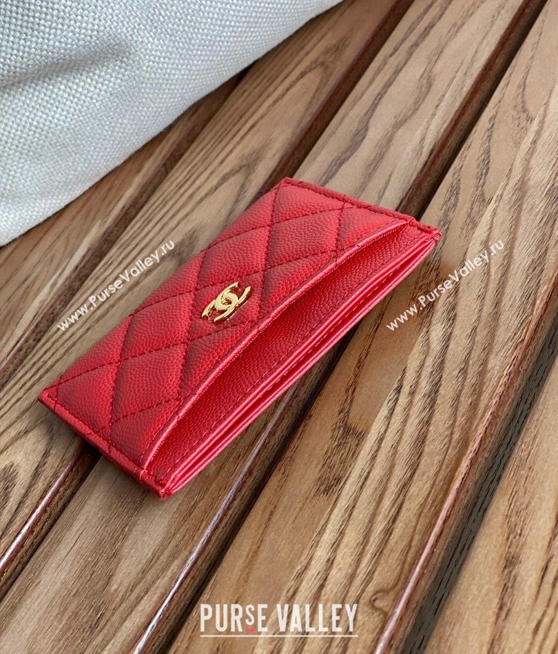 Chanel Classic Card Holder AP0213 in Grained Calfskin Red (keke-23101117)