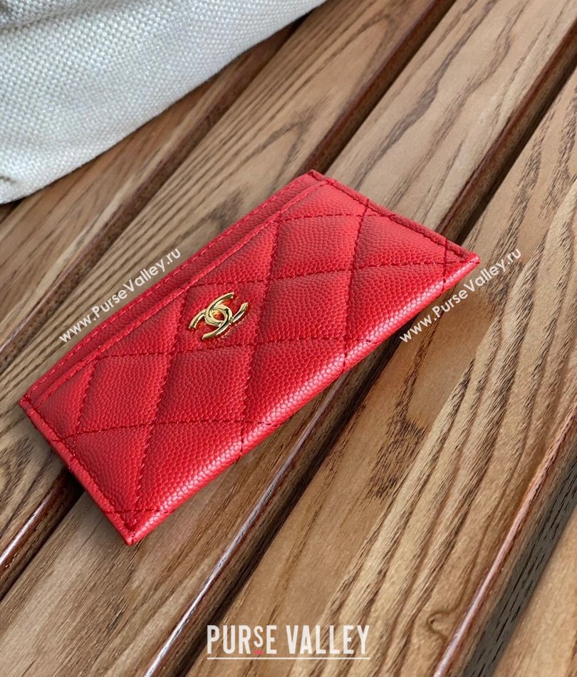 Chanel Classic Card Holder AP0213 in Grained Calfskin Red (keke-23101117)